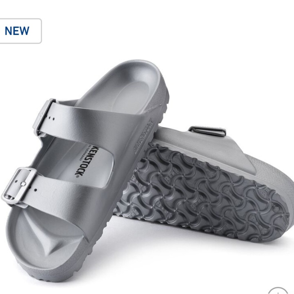 GUC Birkenstock Arizona Sandals, 10, EVA, Metallic Silver